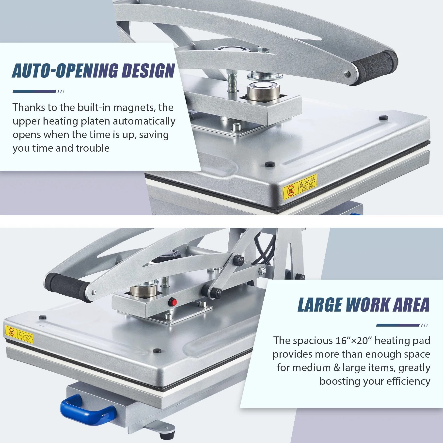 Heat Press Machine 16x20 Auto Open Clamshell T Shirt Press for Clothes Bags More - Radiant Selections