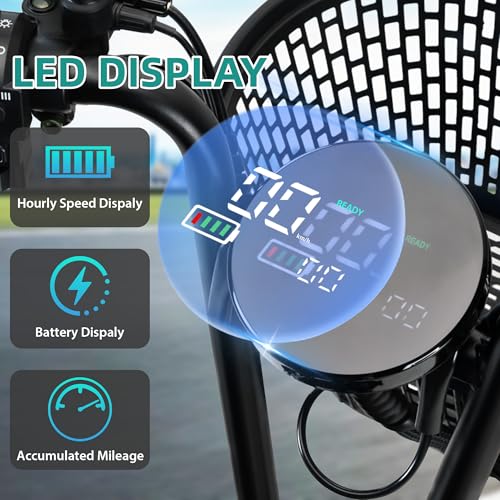 Electric Tricycle for Adults, Foldable Ebike for Seniors with 3 Seats and Storage Baskets for Shopping, 400W 48V Electric Trike up to 18 MPH