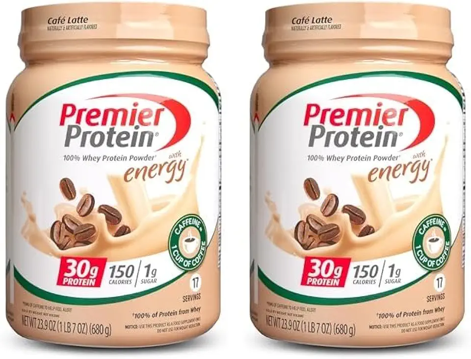 Premier Protein Powder, Cafe Latte, 30g Protein, 1g Sugar, 100% Whey Protein, Keto Friendly, No Soy Ingredients, Gluten Free, 17 Servings