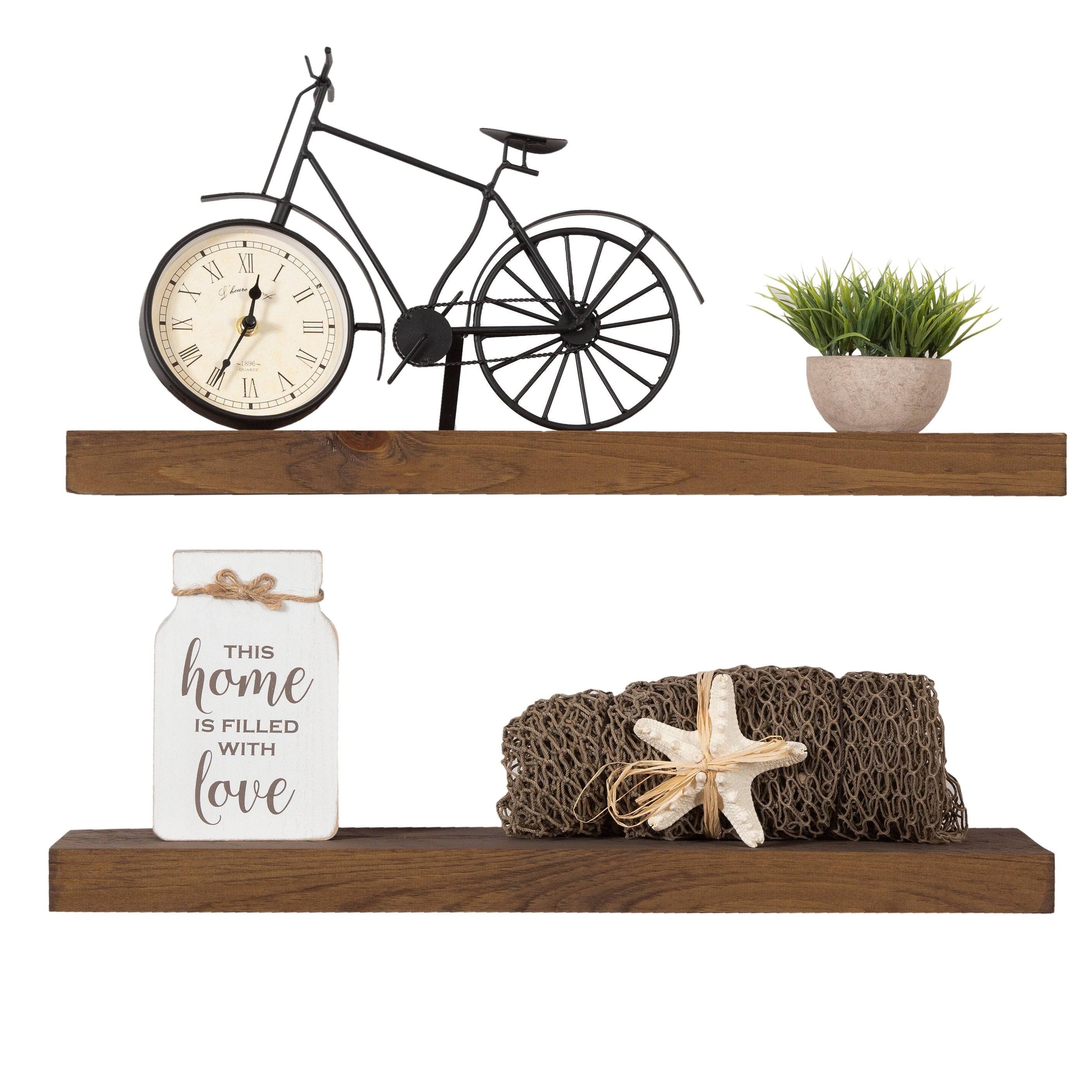 Floating Shelves Rustic Wood Wall Shelf USA Handmade Set of 2 - 36x22 x 5.5x22 - Special Walnut