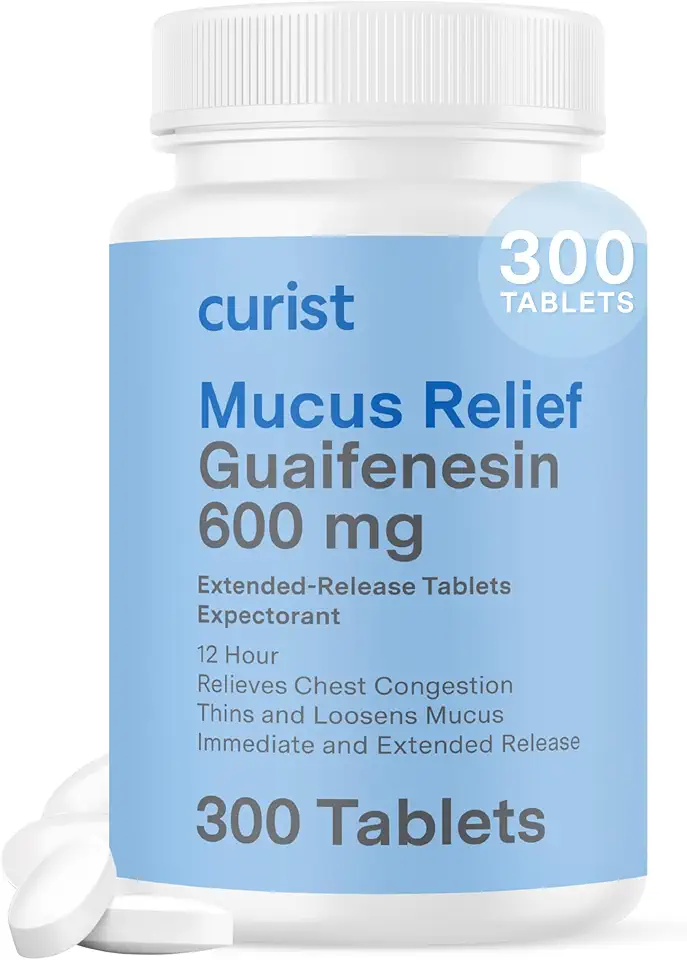Sponsored Ad - Curist Guaifenesin 600 mg Extended Release Tablets (300 Dye-Free Tablets) - Expectorant Mucus Relief, Generic Guaifenesin 600 mg