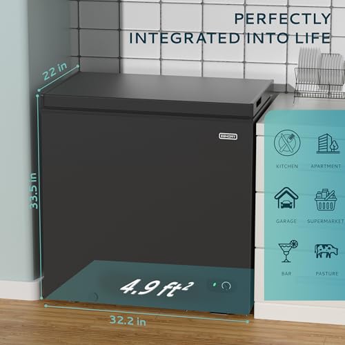EUHOMY 3.5 Cu.Ft Chest Freezer with Removable Basket, Small Deep Freezer Adjustable 7 Thermostat, Quiet Mini Freezer Free-Standing Top Door