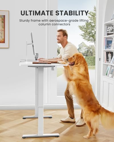 ErGear Height Adjustable Electric Standing Desk, 48 x 24 Inches Sit Stand up Desk, Memory Computer Home Office Desk with Two-Piece Desktop (Walnut)