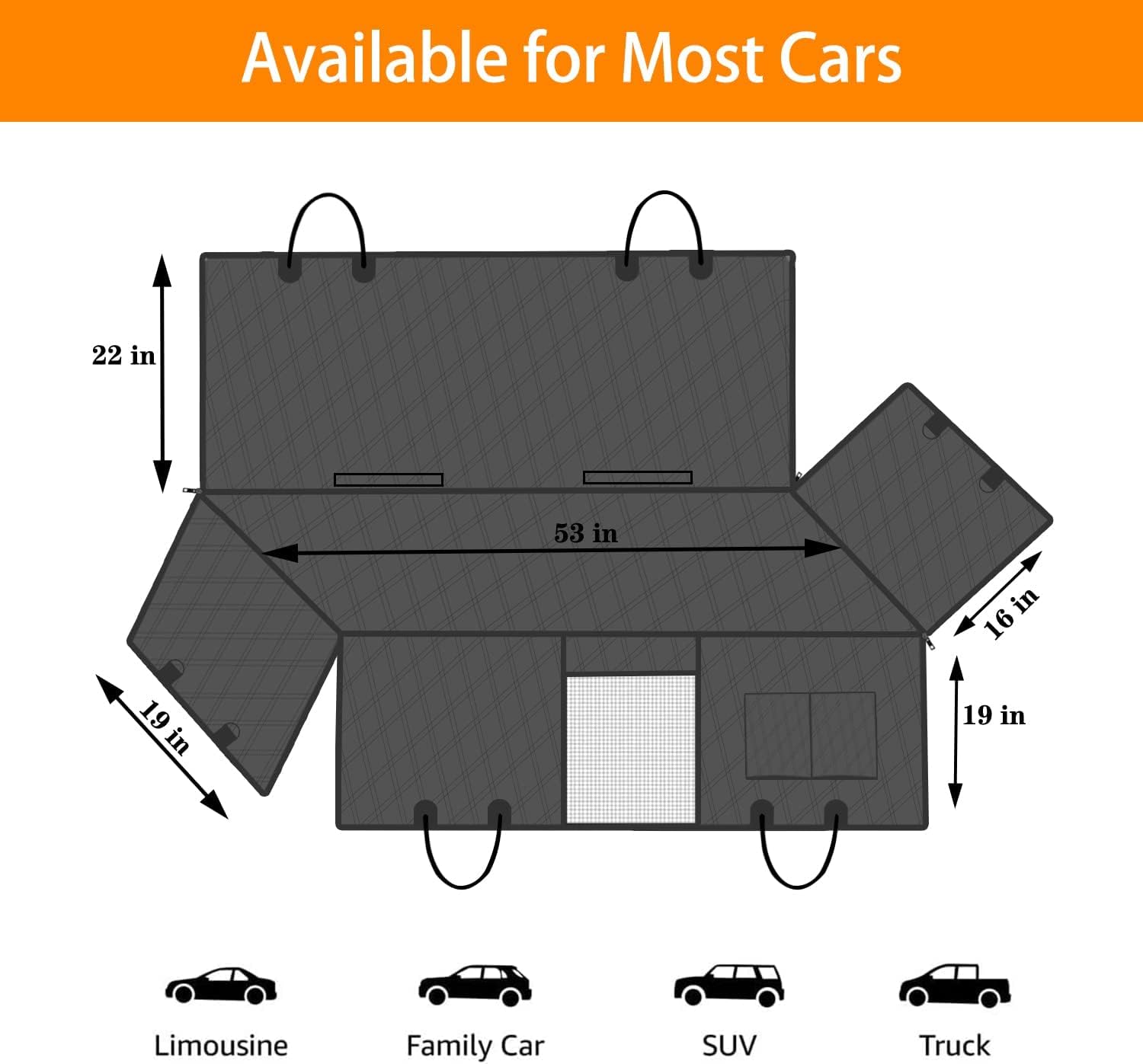 Dog Car Seat Cover for Back Seat-Waterproof Nonslip Hammock for Car Dog Seat Cover for Trucks and SUV Backseat Protector