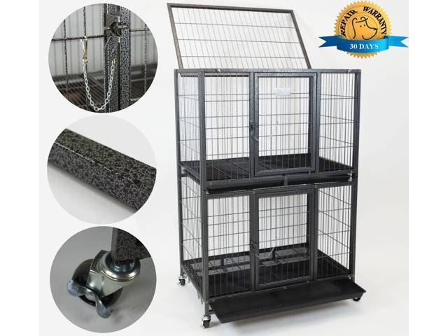Homey Pet New 31x22 Pet Crate and Durable Plastic Black Tray (Cage)