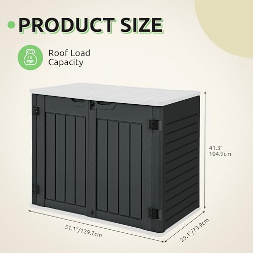 GOOBED Horizontal Shed with Padlock Latch, Outdoor Storage Shed for Backyard and Garden, 35 Cu Ft Small Storage, Waterproof, Easy Assembly, Light Gray