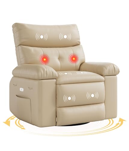 GarveeHome Electric Swivel Massage Chair, Power Rocking Recliner with Vibration and Heating
