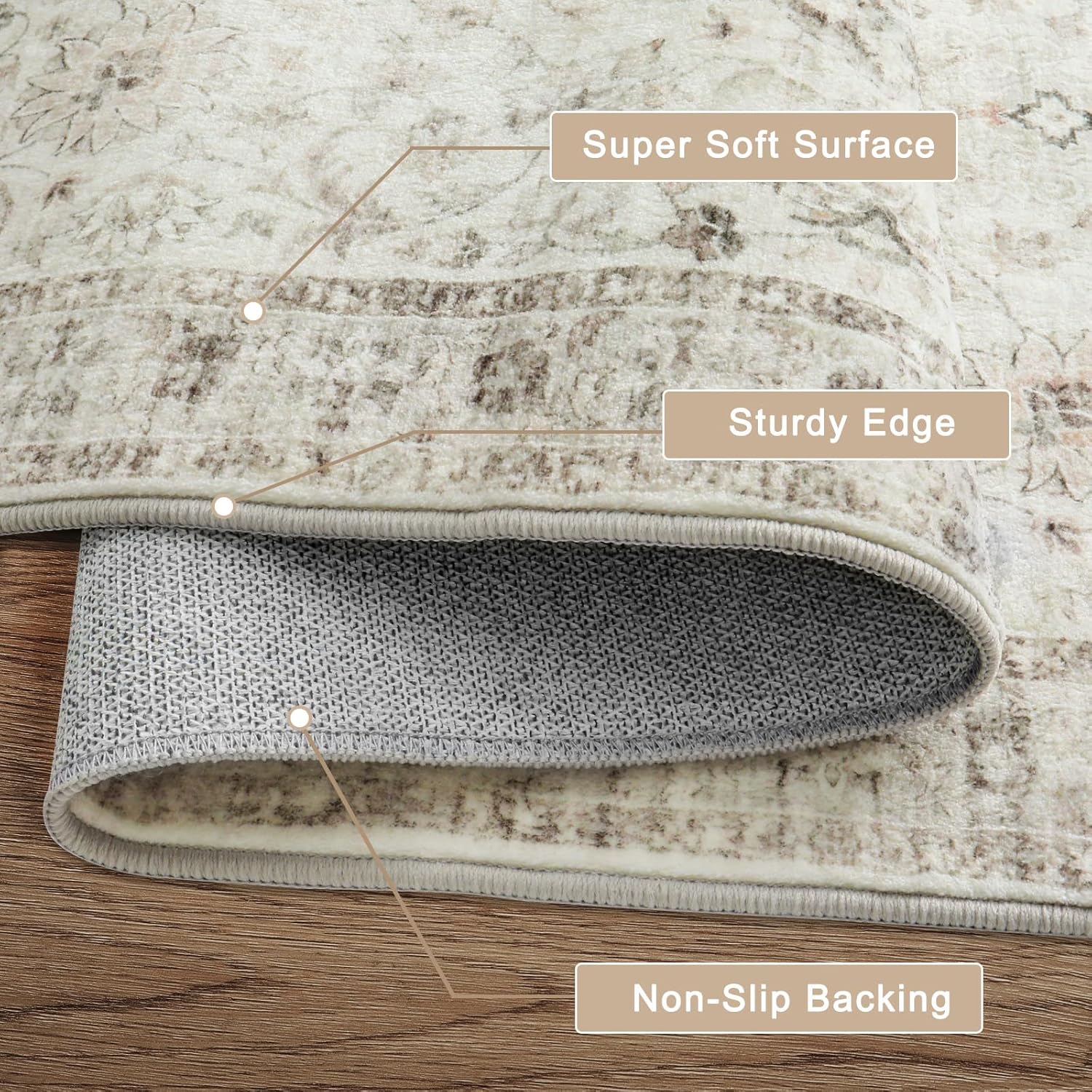 LIVEBOX Machine Washable Area Rugs 8x10 - Large Farmhouse Rugs for Living Room Oriental Rug for Bedroom
