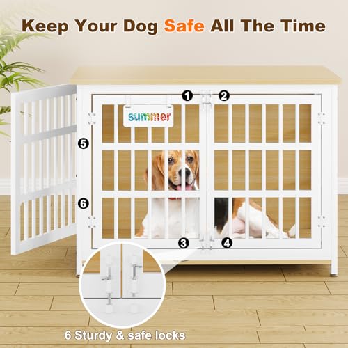 EasyCom 48"/42"/33" Dog Crate Furniture with Name Tag, Heavy Duty Dog Kennel Indoor for Large Dogs