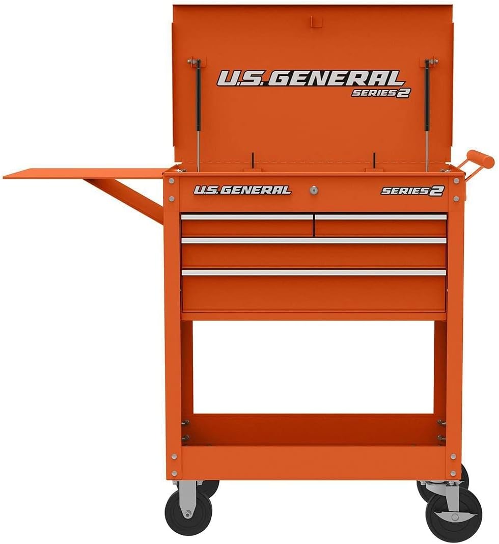 Roller Cart Tool Cabinet Storage Chest Box Glossy 4 Drawer 580 Lb. Capacity - Orange