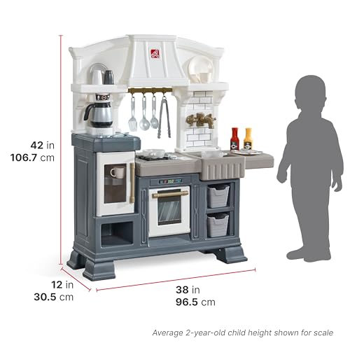 Step2 Gilded Gourmet Kitchen Playset for Kids, Indoor/Outdoor Play Kitchen Set, Toddlers 2+ Years Old, 20+ Piece Kitchen Toy Set, Easy to Assemble