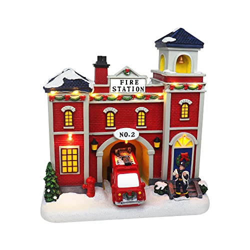 Christmas Village Sledding Down Hill - Lighted Musical Snow Village with 8 Animated Kids Going Down The Mountain