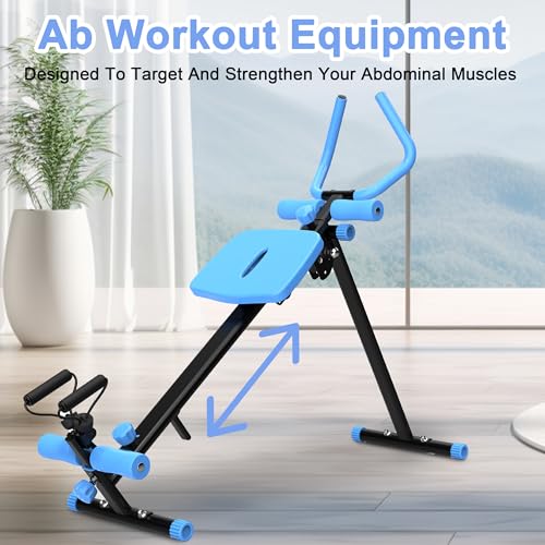 4-in-1 Exercise Equipment Rowing Machine Leg Press Machine Ab Glider Machine Roman Chair Fitness Equipment for Ab Workout Core Strength Training