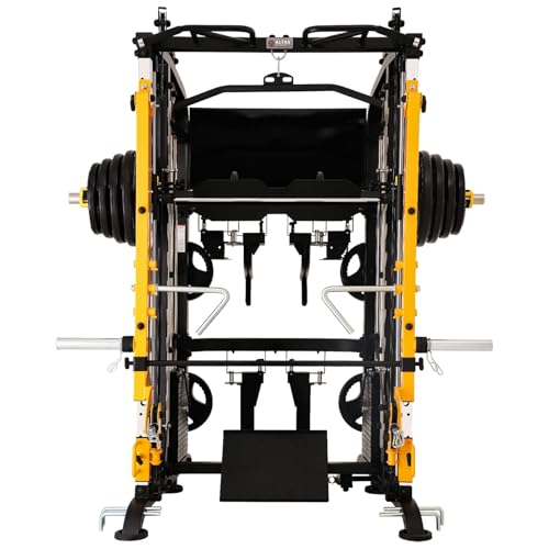 Altas Strength Smith Machine with Lever Arms Pulley Ratio 2:1 Squat Rack Pull Up Bar Upper Body Strength Training Leg Developer Light Commercial Home