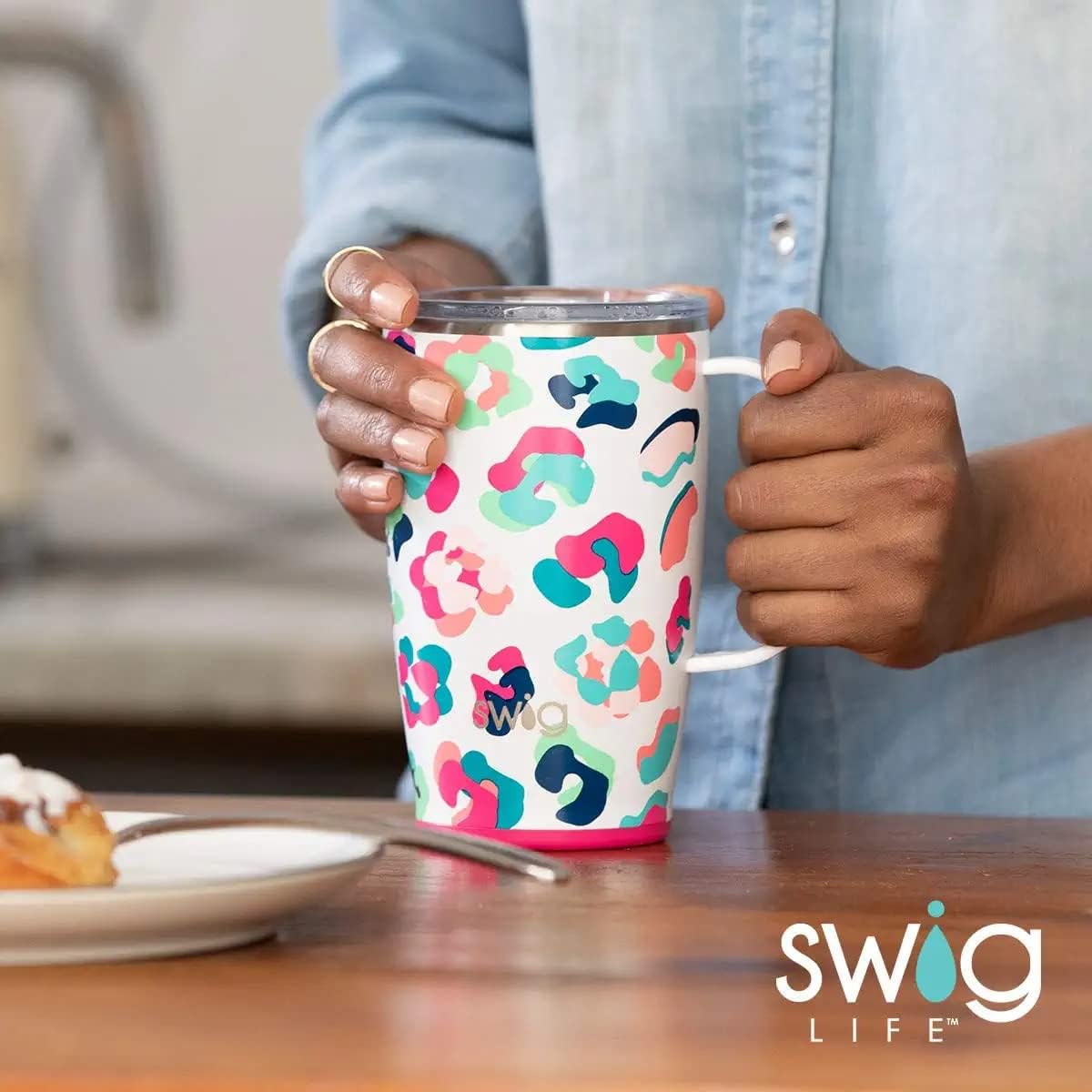 Swig Life 18oz Travel Mug | Insulated Tumbler with Handle and Lid, Cup Holder Friendly, Dishwasher Safe, Stainless Steel, Travel Coffee Cup