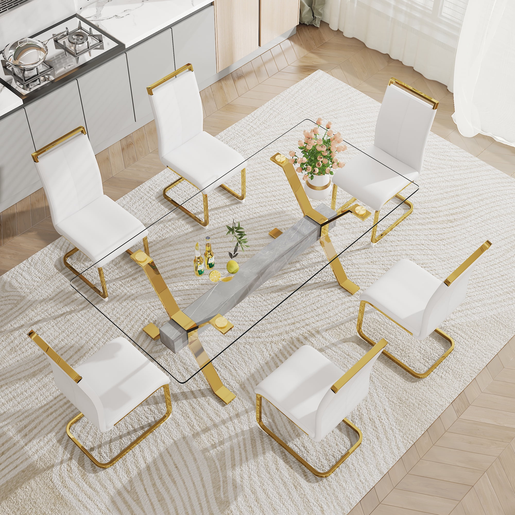1 table and 6 chairs. Modern