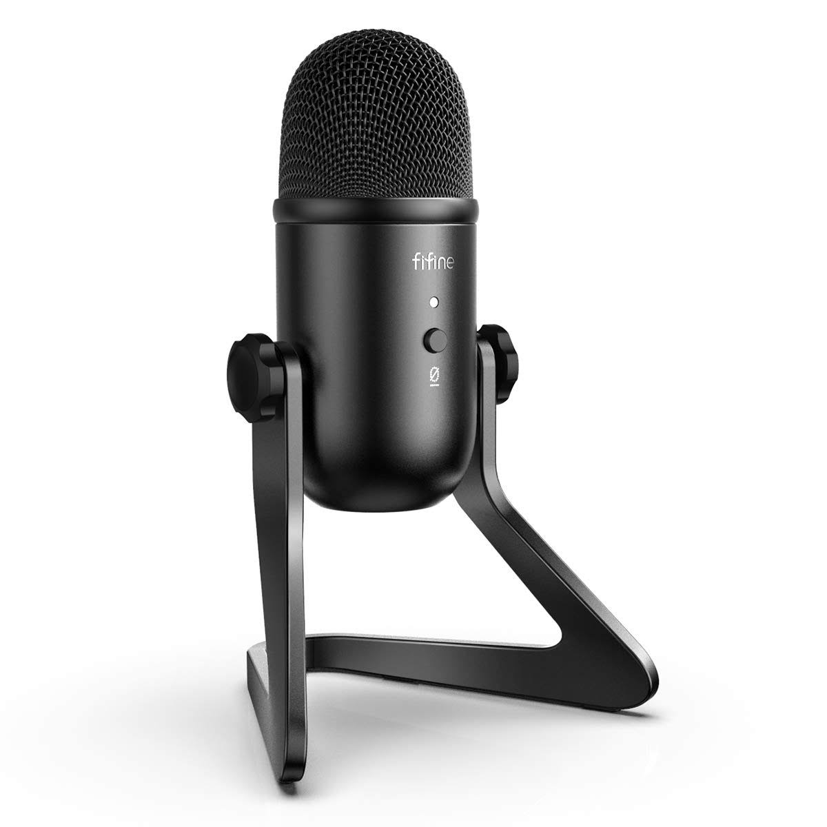 Fifine USB Podcast Microphone for Recording Streaming on PC and Mac,Condenser Computer Gaming Mic for PS4.Headphone Output&amp;Volume Control