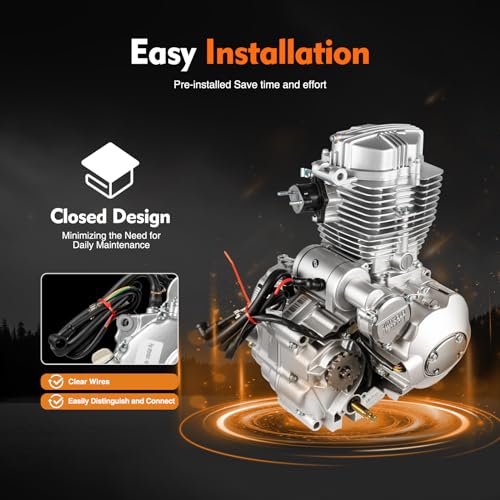 ATV 250cc Engine Motor, 4-Stroke air-Cooled Vertical Engine, CDI Ignition System, 5-Speed Manual Transmission, CG250 Vertical Engine Motor
