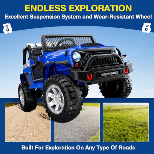L8 2 Seater Ride On Car, 12V Kids Electric Car w/Remote Control, 4-Wheel Suspension, Bluetooth Speaker, Multi Music Modes, 3 Speeds, LED Lights
