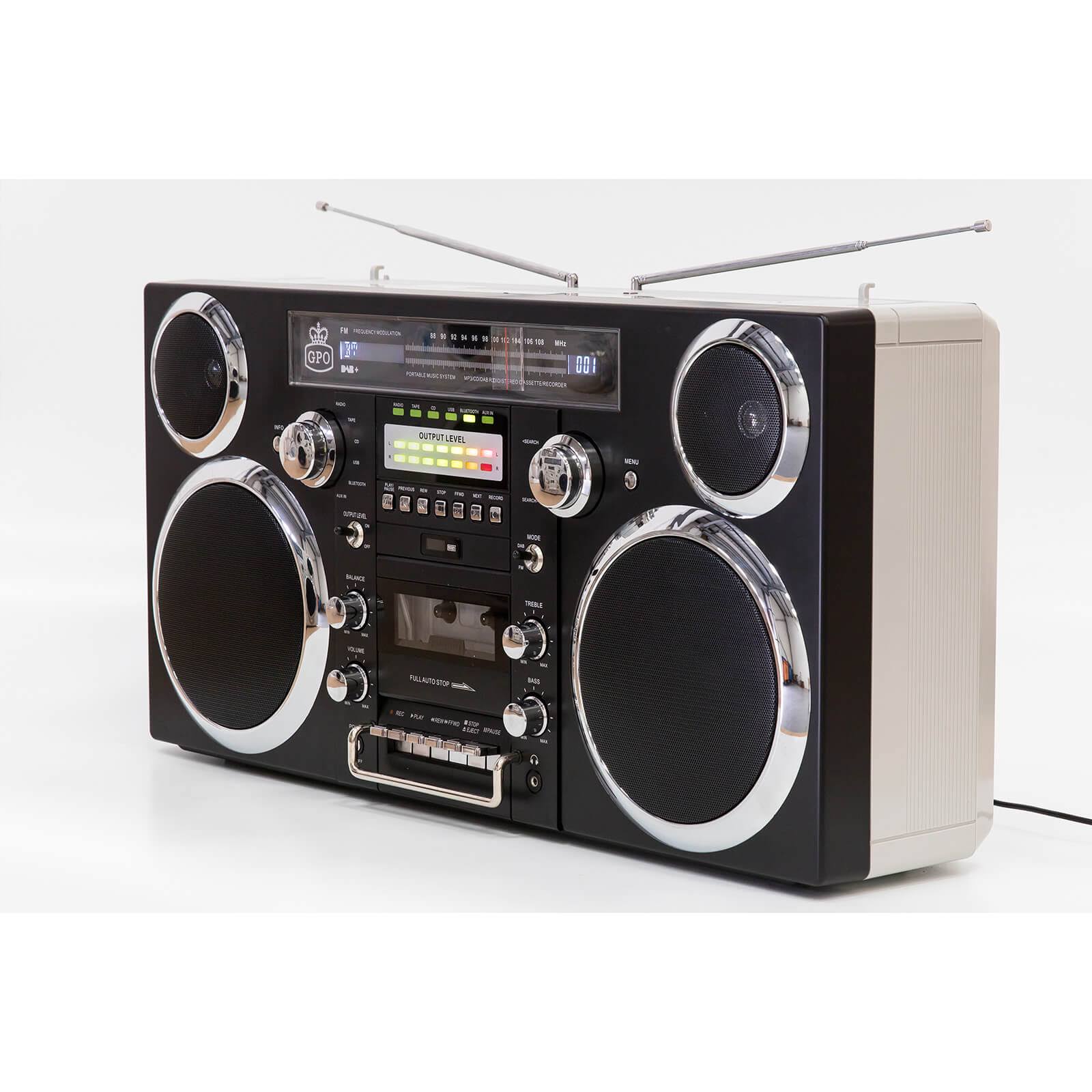 GPO Brooklyn Bluetooth Boombox 80W CD Cassette FM USB (Black)