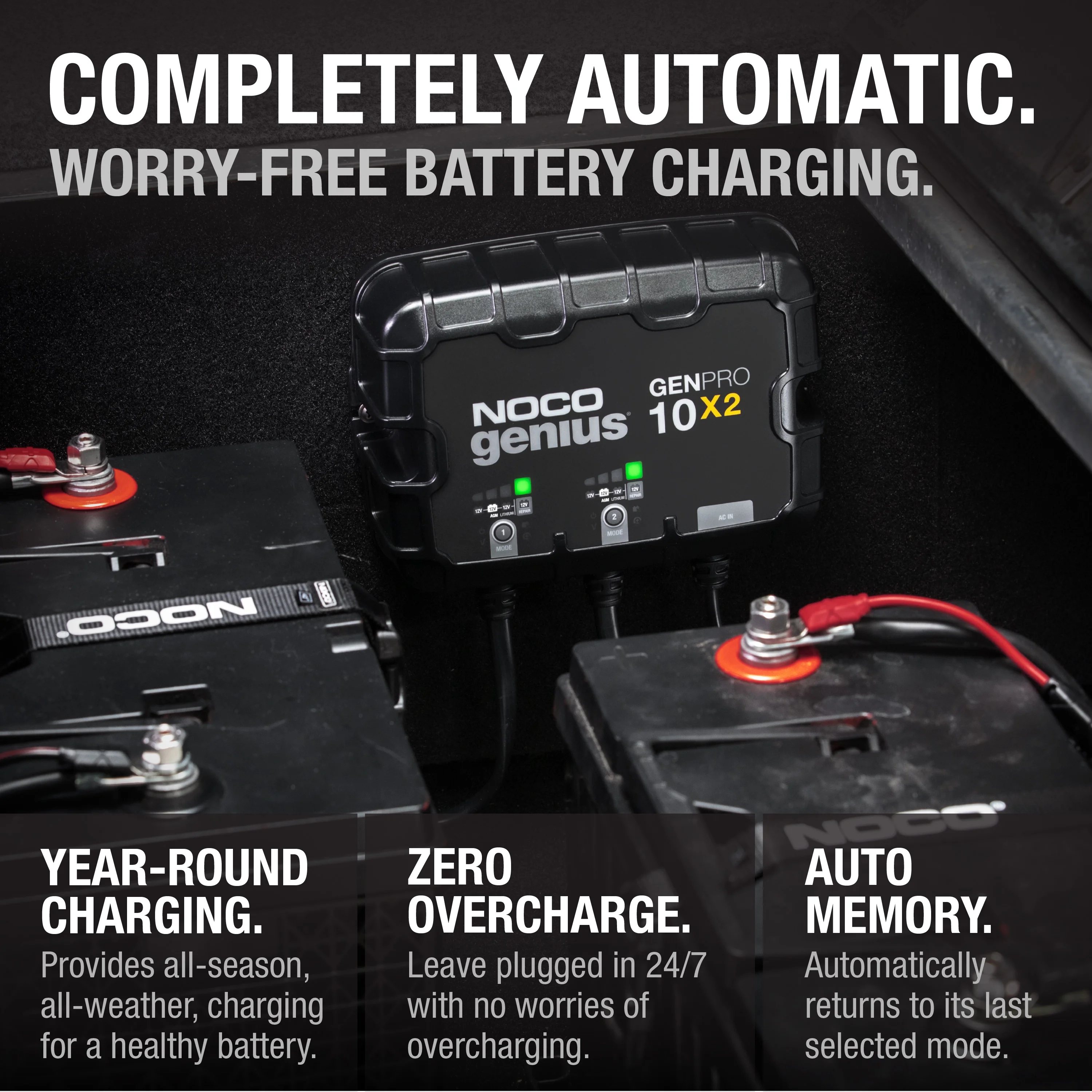 NOCO Genius GENPRO10X2 2-Bank 20A (10A/Bank) 12V Onboard Battery Charger