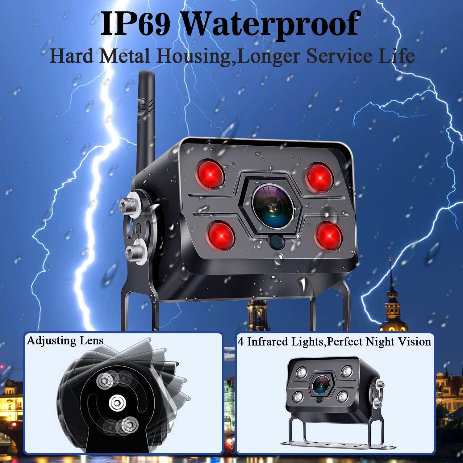 Wireless Backup Camera HD 1080P with 7 Inch DVR Monitor for RV Trailer Truck Camper