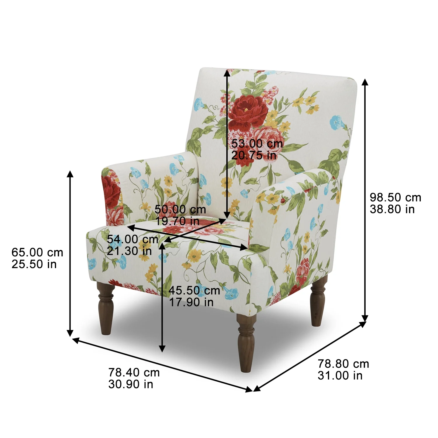The Pioneer Woman Sweet Rose High Rolled Arm Accent Chair