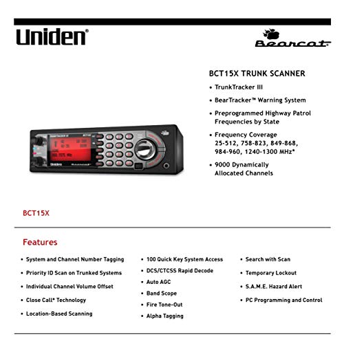 Uniden BearTracker Scanner (BCT15X) with 9,000 Channels, TrunkTracker III Technology, Base/Mobile Design