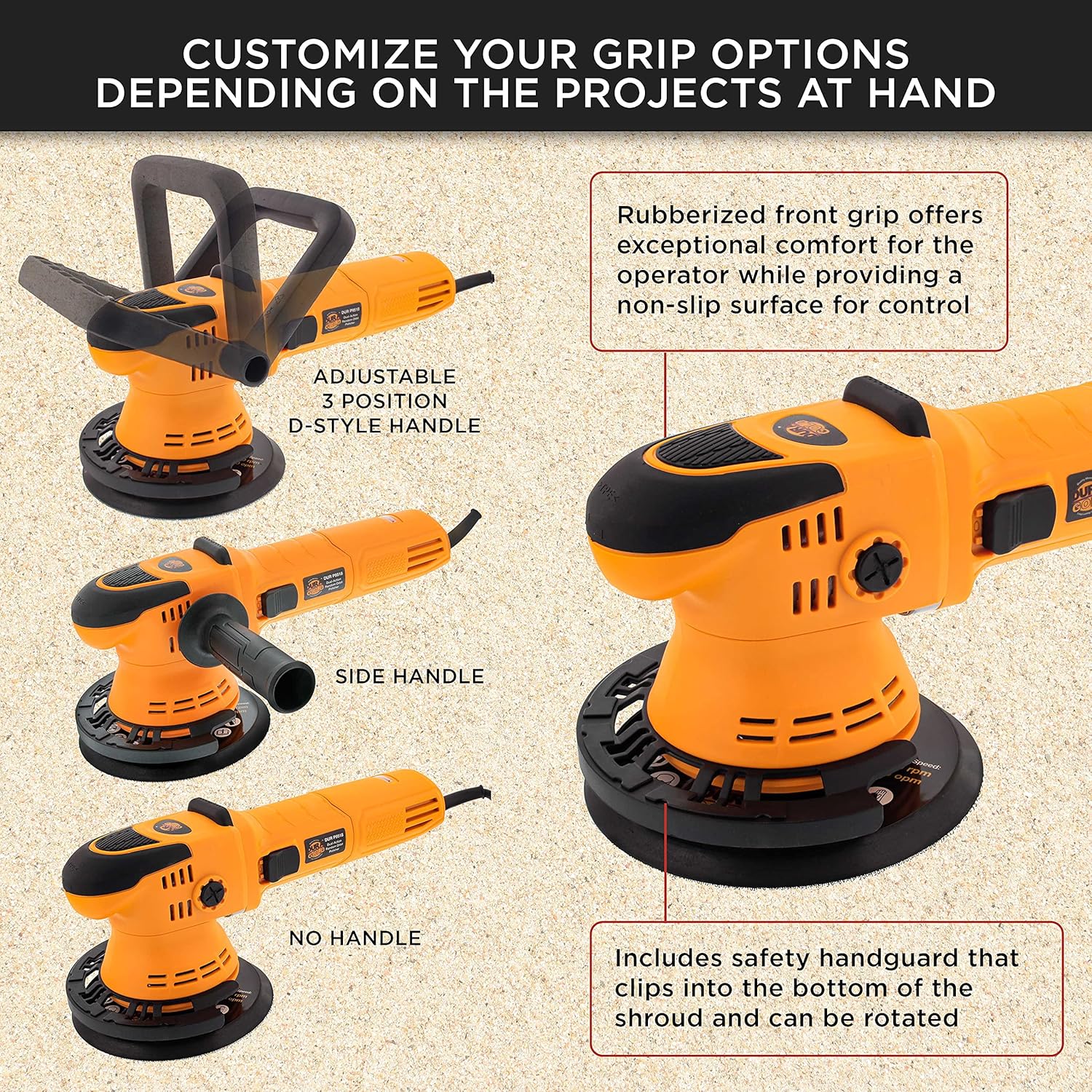 Dura-Gold Heavy Duty 6 Random Orbit Dual-Action Polisher Buffer Sander with Buffing & Polishing 8 Waffle Foam Pad Kit