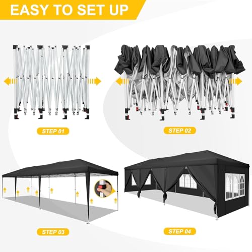 COBIZI Canopy 10x20 Pop Up Canopy Tent with 6 Sidewalls Party Tents for Parties Weddings Backyard Waterproof Canopy Outdoor Commercial Canopy Event