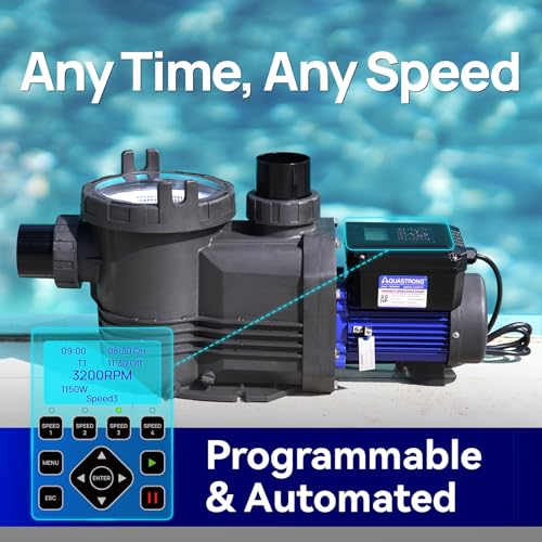 AQUASTRONG Variable Speed Pool Pump, 2 HP, 220V, 10566GPH, In/Above Pool Pump, Energy Efficient, High Flow