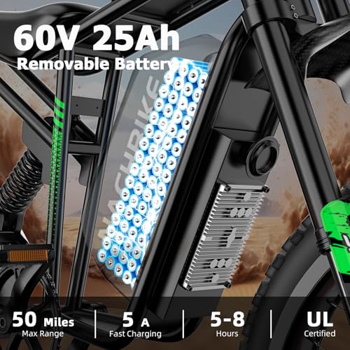 50MPH/40MPH Electric Bike for Adults, 4000W/6000W Electric Dirt Bike with 60V25Ah Battery, Max 50Miles, Dual Hydraulic Brake