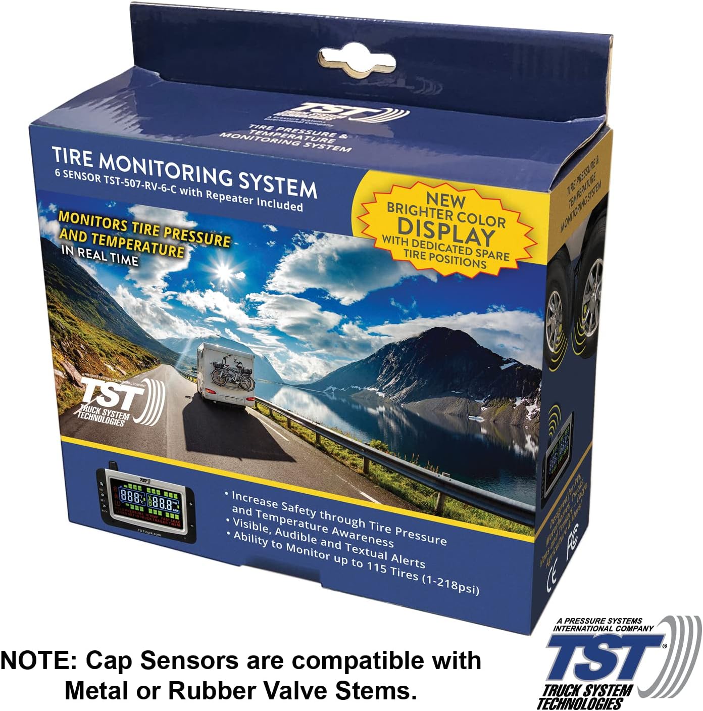 Truck Systems Technology TST 507 Tire Pressure Monitor w/ 12 Cap Sensors with Color Display