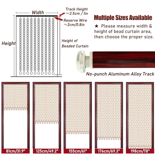 Custom Door Hanging Beads Curtain Privacy, Wood Beaded Curtains for Bedroom Windows Hallway Decor