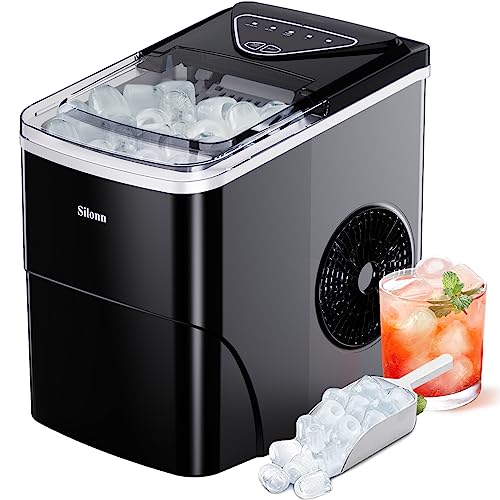 Nugget Ice Maker Countertop, Silonn Chewable Pellet Ice Machine with Self-Cleanin Function, 33lbs/24H Portable Ice Makers for Home Kitchen Officce