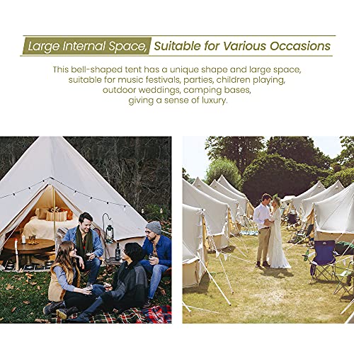 MC TOMOUNT Canvas Tent Bell Tent Yurt with Stove Jack Zipped Removable Floor for Glamping Truck Car Camping
