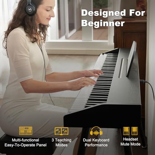 MUSTAR 88 Key Piano Keyboard for Beginners, Semi Weighted Electric Piano Keyboard 88 Keys, Portable Digital Piano 88 Key Weighted with 3-Pedal Unit