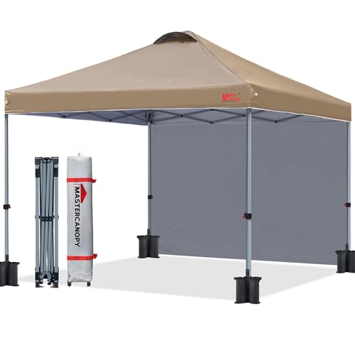 MASTERCANOPY Durable Pop-up Canopy Tent with 1 Sidewall (10'x10',White)