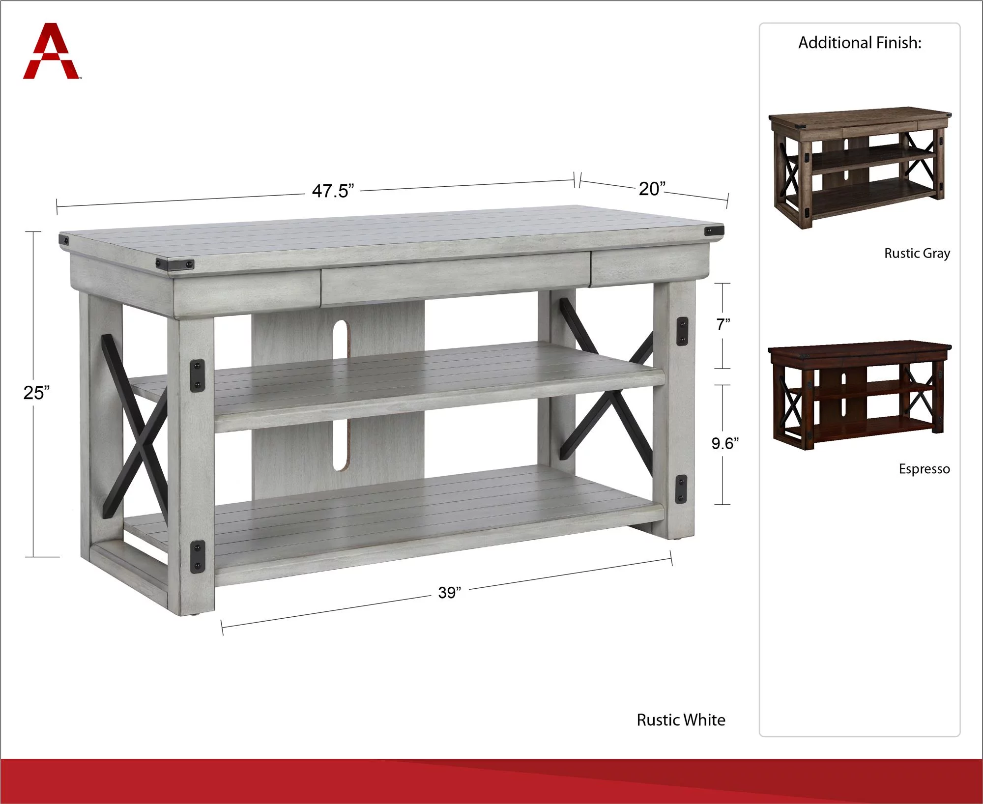 Ameriwood Home Wildwood Wood Veneer TV Stand for TVs up to 50" Wide, Espresso
