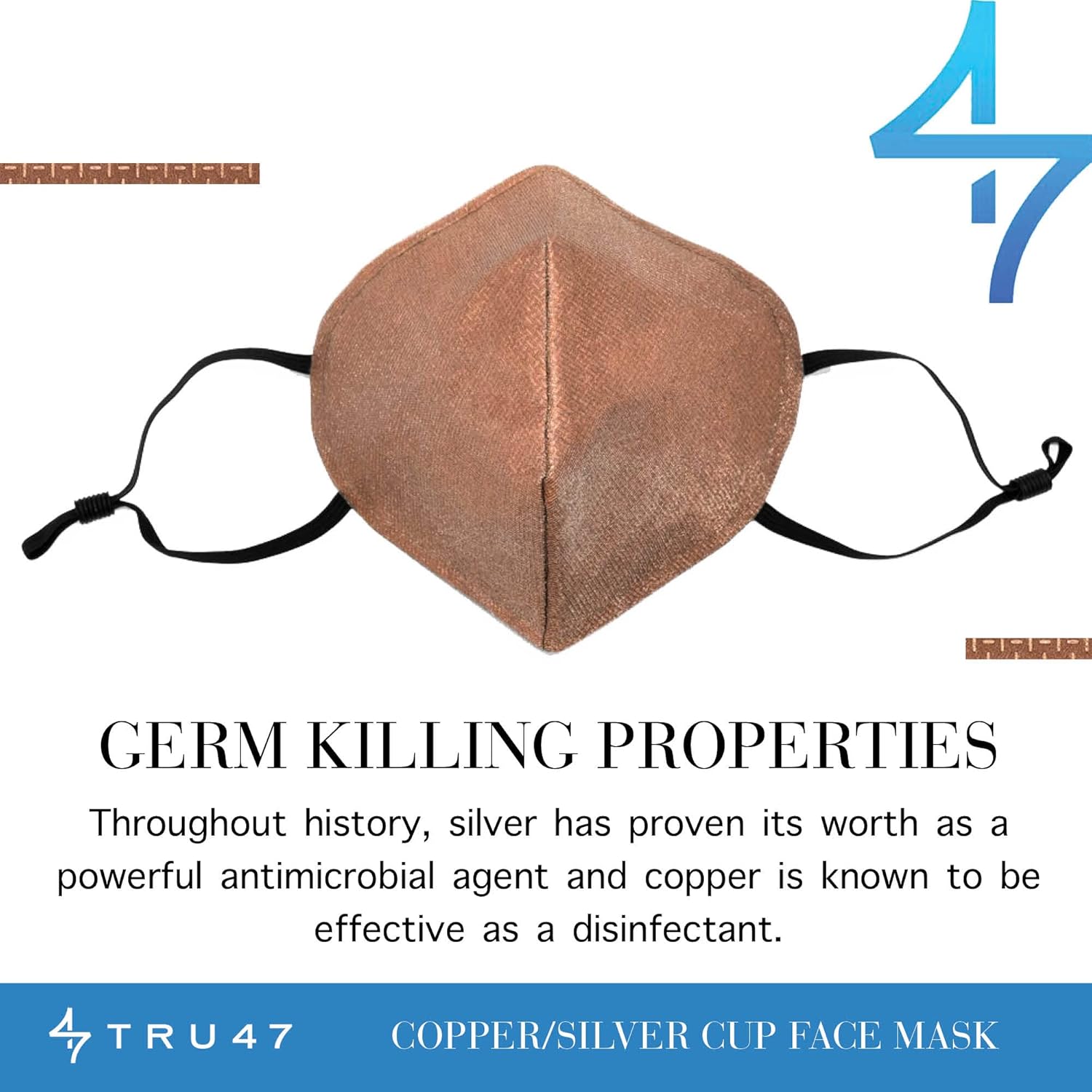 TRU47 Copper and Silver Cup Face Mask