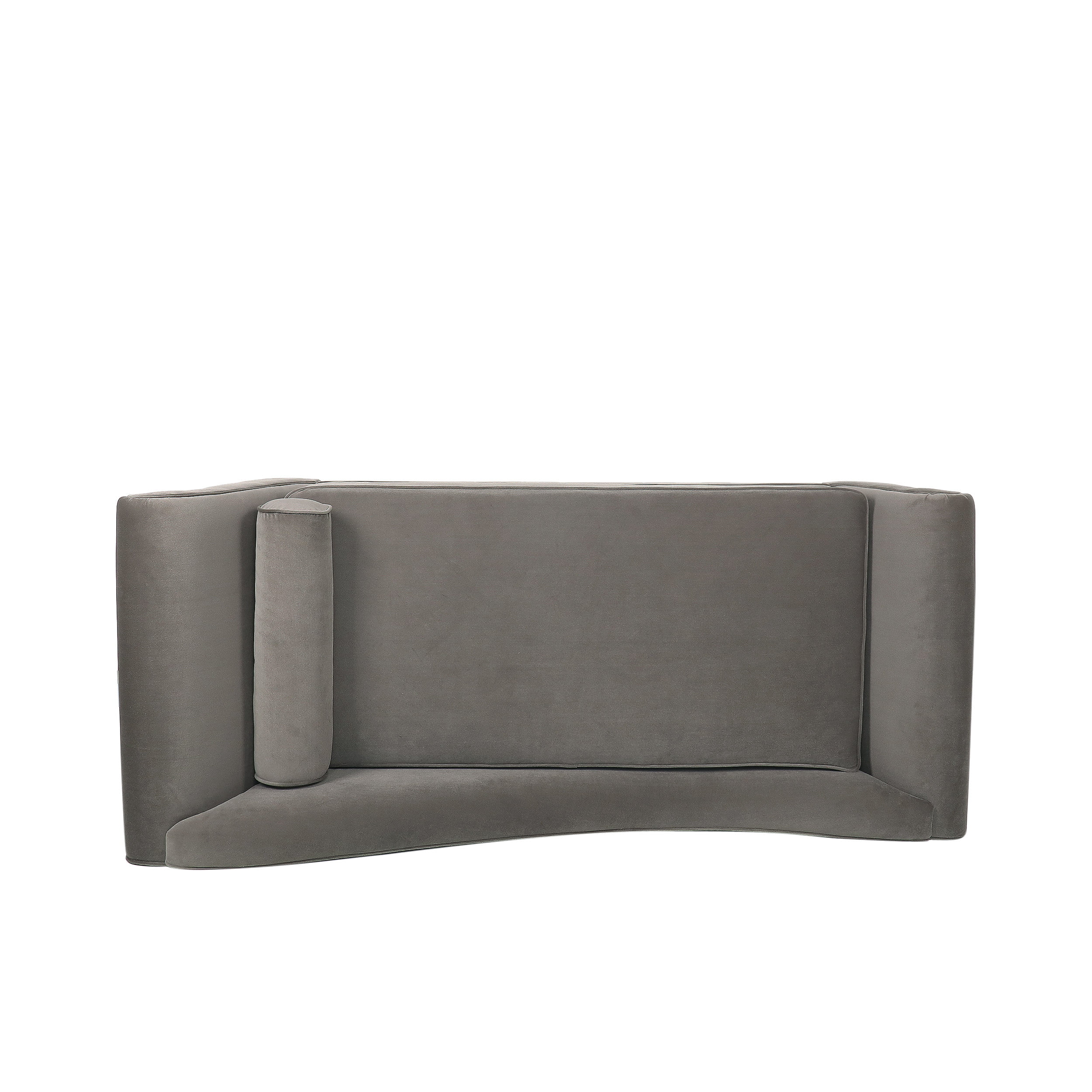 Jakyrah Contemporary Velvet Chaise Lounge with Scroll Arms, Taupe and Dark Brown