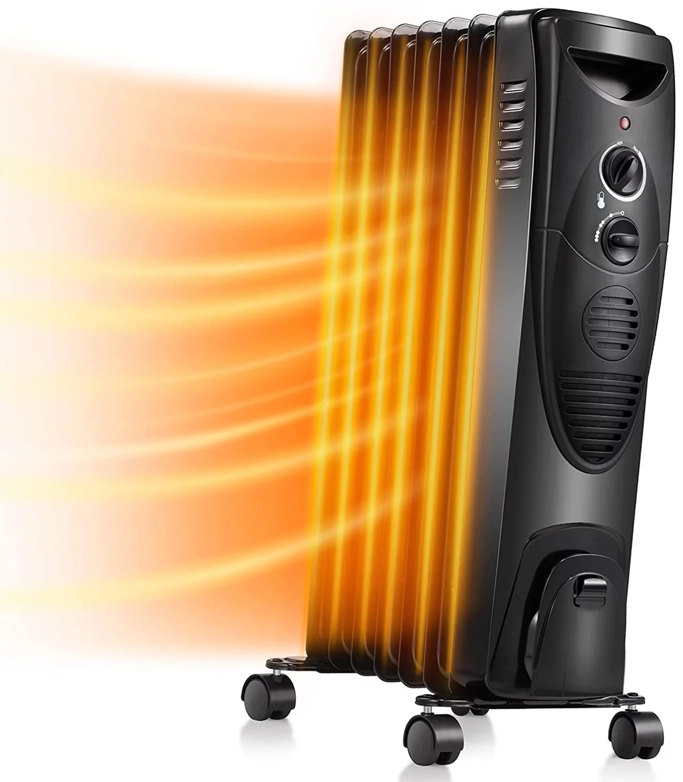 1500W Oil Filled Radiator Heater, Portable Electric Heater with 3 Heat Settings, Adjustable Thermostat, Overheat & Tip-Over Protection