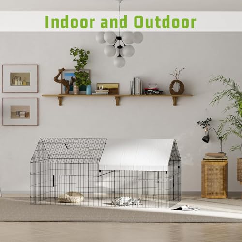 Large Metal Chicken Coop with Run,9.8×13.1×6.6ft Walk-in Poultry Cage
