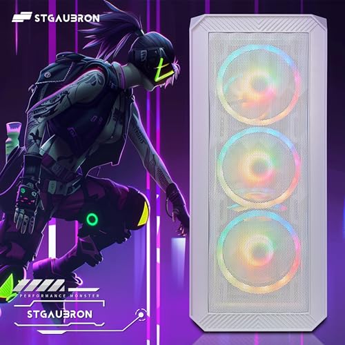 STGAubron Gaming PC Computer Desktop, GeForce RTX 2060 Super 8G, Intel Core I7 8th up to 4.1GHz, 16G DDR4, 1T SSD, WiFi 6 & BT 5.2, RGB Fan x6