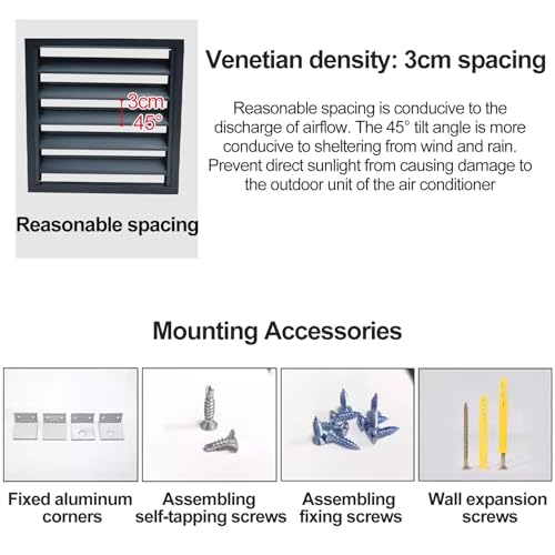 Outdoor Air Conditioner Fence, Aluminum Air Conditioner and Heat Pump Cover, Louvered Air Conditioner Top Cover Space Divider, for Outdoor Privacy
