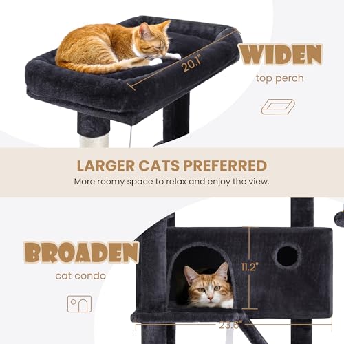 SHA CERLIN 81in Multi-Level Tall Cat Tree Tower for Indoor Kitties/Larger Cat Condo Furniture with Hammock/Cozy Pussycat Perches/Sisal Scratching