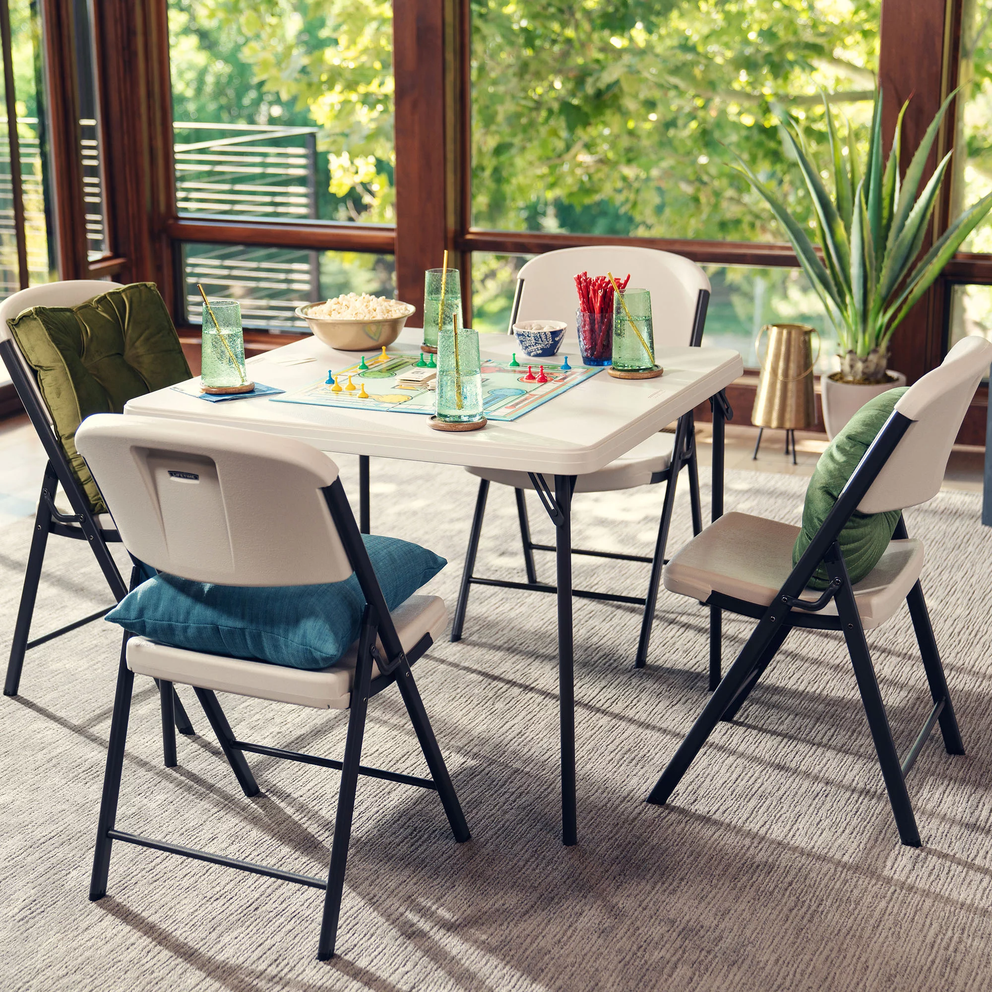 Lifetime 37 inch Square Folding Table, Indoor/Outdoor Commercial Grade, White Granite (80783)