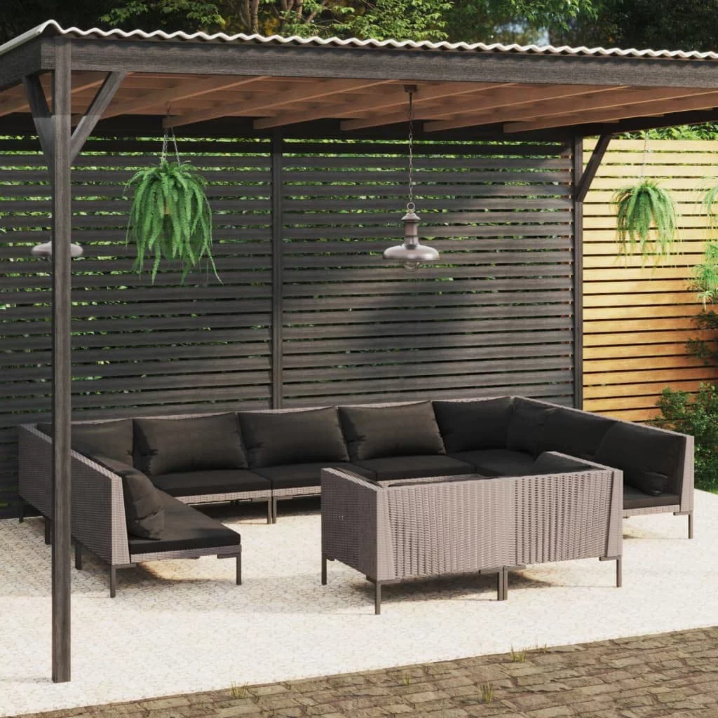 Garden Outdoor Lawn Yard Terrace Balcony Seat Seating Sitting Chair Bench Furniture Patio Sofa Set 13 Piece Patio Lounge Set with Cushions Poly