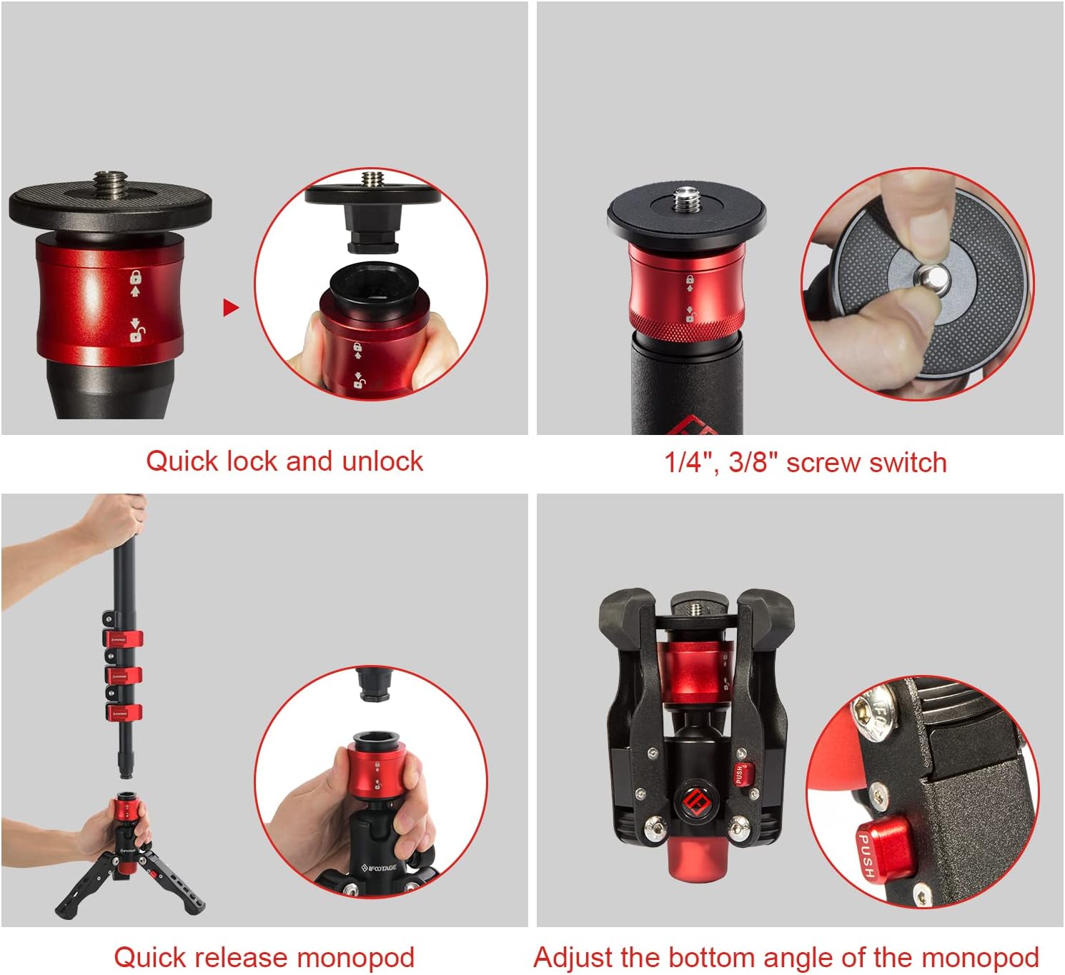 IFOOTAGE Cobra 2 3-in-1 Camera Monopod, Telescopic Video Monopod,71 Professional Photography Tripod Monopod