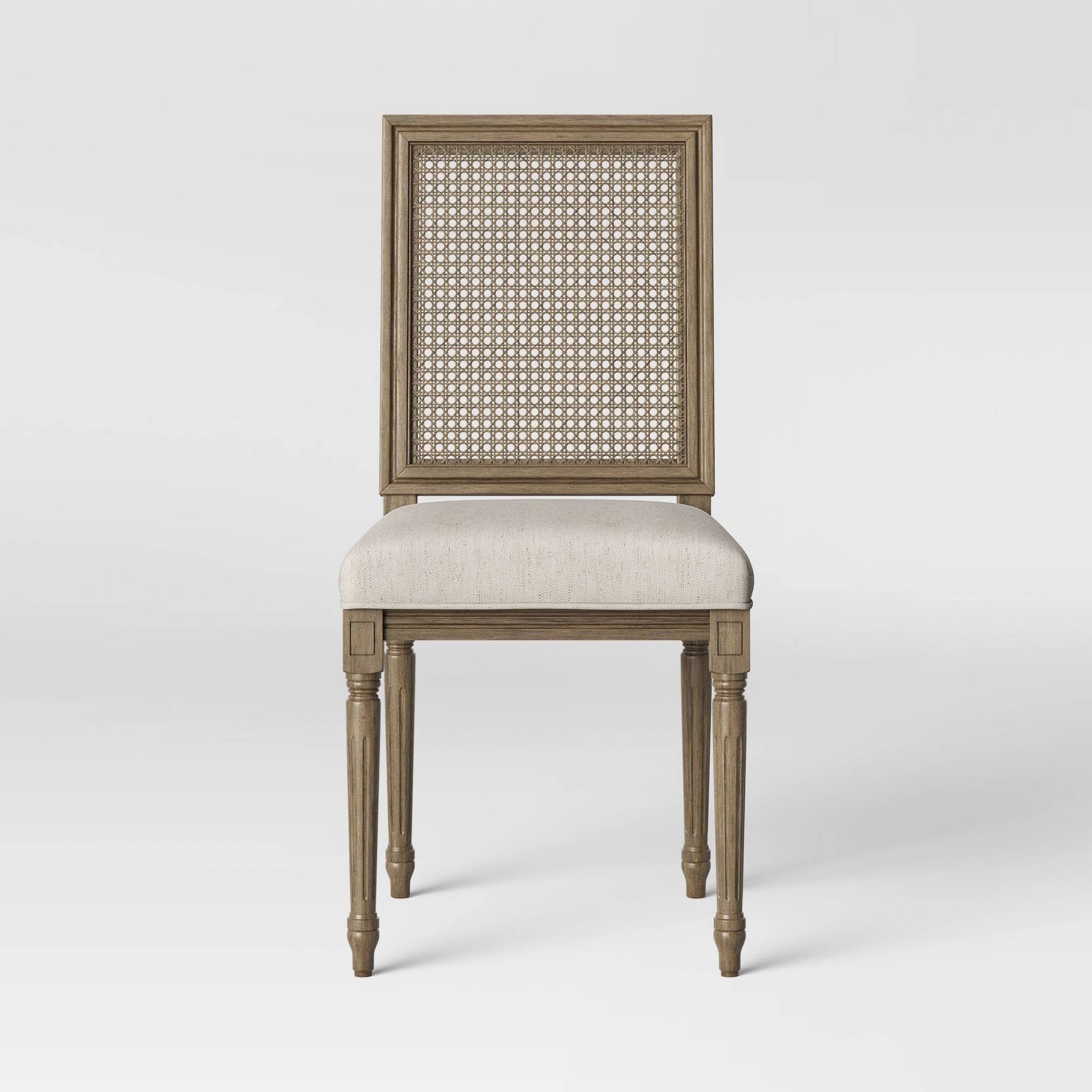 Natick Fabric Seat Cane Back Dining Chair Beige - Threshold